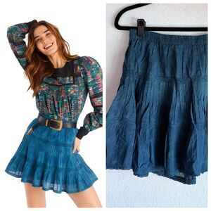 NWT Allison New York Emmie Mini Skirt In Teal Tie Dye Size Small